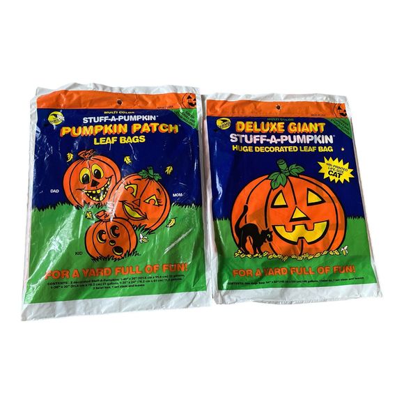 Sun Hill Other - 2 Vintage 1992 Sun Hill Halloween Stuff A Pumpkin Leaf Bags Family & Giant Bag